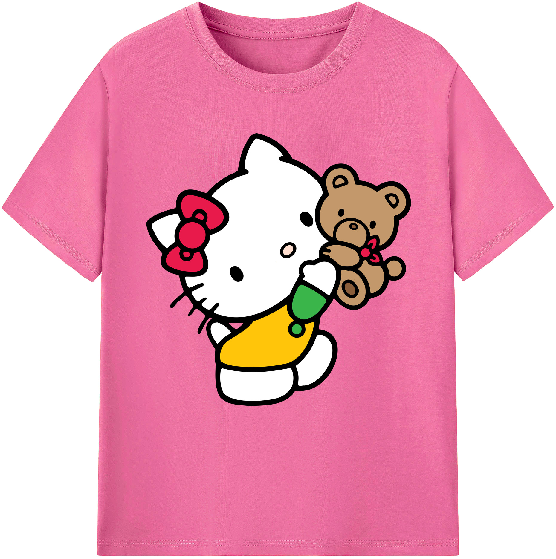 （画像用） Hello Kitty ハローキティ レディースカジュアルプリントTシャツ（綿100％）